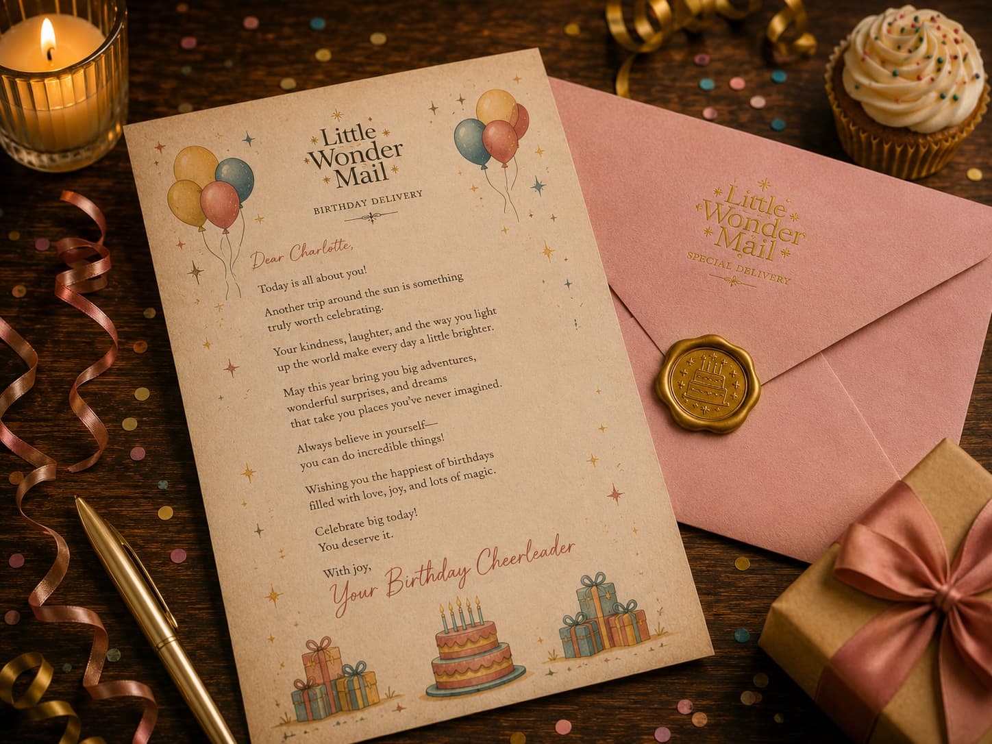 Magical Birthday Letter — printed letter and envelope